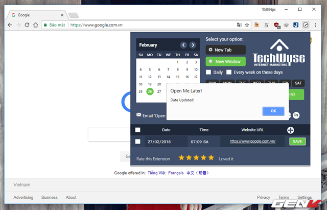 Lên lịch tự động mở trang web đã chỉ định trước trên Google Chrome bằng một add-on đơn giản - Ảnh 10.