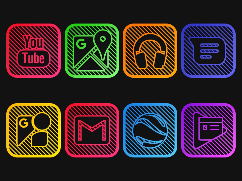 iOS Lines - Neon icon Pack