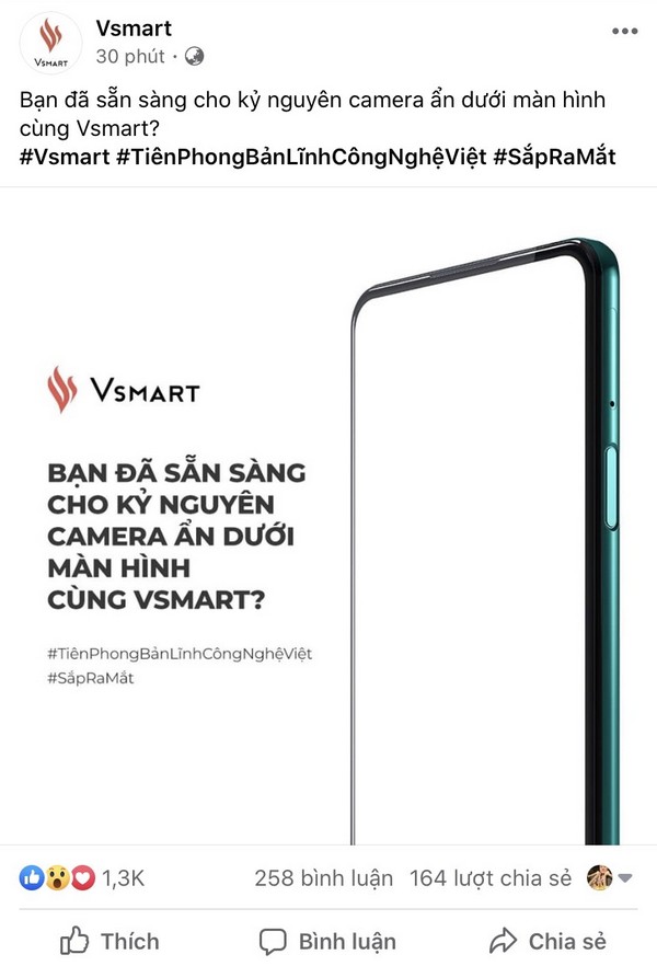 Sốc quá, Vsmart sắp ra mắt smartphone với camera ẩn dưới màn hình, ‘Tiên phong bản lĩnh công nghệ Việt’