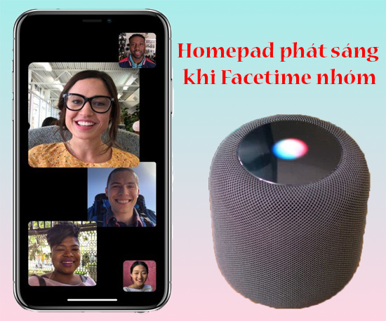 HomePod phát sáng khi người dùng gọi FaceTime nhóm