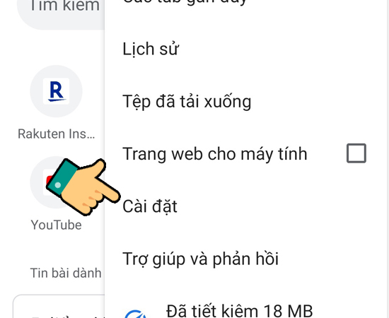 Bước 2: Nhấp vào biểu tượng 3 chấm và tìm chọn Cài đặt