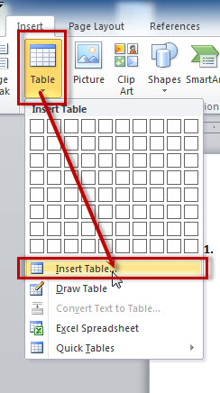 Cách kẻ, tạo bảng trong word 2007 2010 2013 - Insert Table