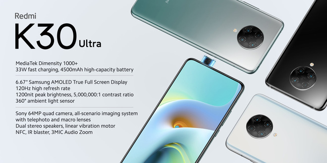 Redmi K30 Ultra ra mắt: Thiết kế không đổi, màn hình AMOLED 120Hz, chip MediaTek Dimensity 1000+, 4 camera, giá từ 6.7 triệu đồng - Ảnh 1.