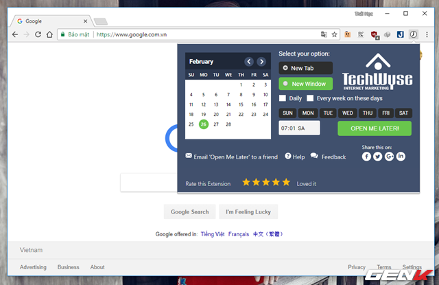 Lên lịch tự động mở trang web đã chỉ định trước trên Google Chrome bằng một add-on đơn giản - Ảnh 4.