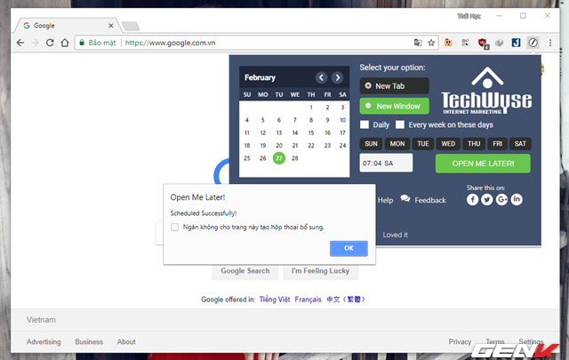 Lên lịch tự động mở trang web đã chỉ định trước trên Google Chrome bằng một add-on đơn giản - Ảnh 5.