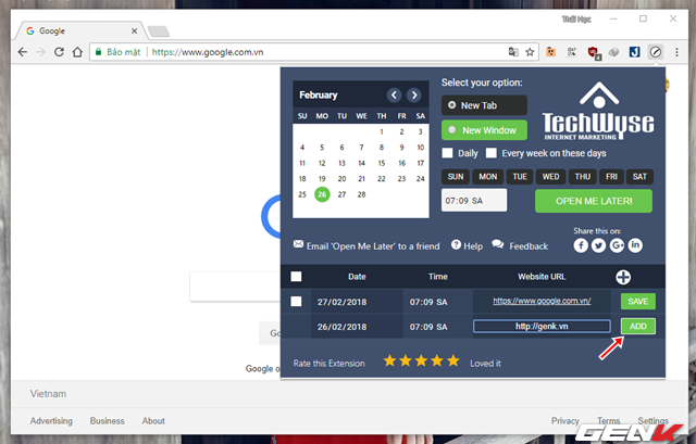 Lên lịch tự động mở trang web đã chỉ định trước trên Google Chrome bằng một add-on đơn giản - Ảnh 8.