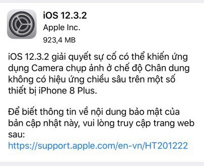 Apple tung ra iOS 12.3.2, người dùng iPhone 8 Plus cần đặc biệt lưu ý - Ảnh 1.