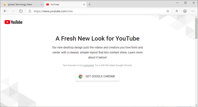 Google chặn không cho trình duyệt Edge mới của Microsoft truy cập thiết kế mới của YouTube - Ảnh 1.