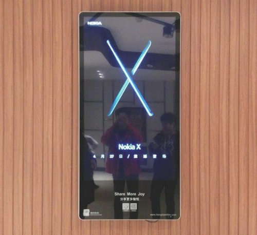 Thông tin ngày ra mắt Nokia X xuất hiện trên bảng quảng cáo.
